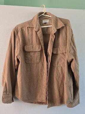 American Eagle Boxy Fit Button-Up - Light Tan